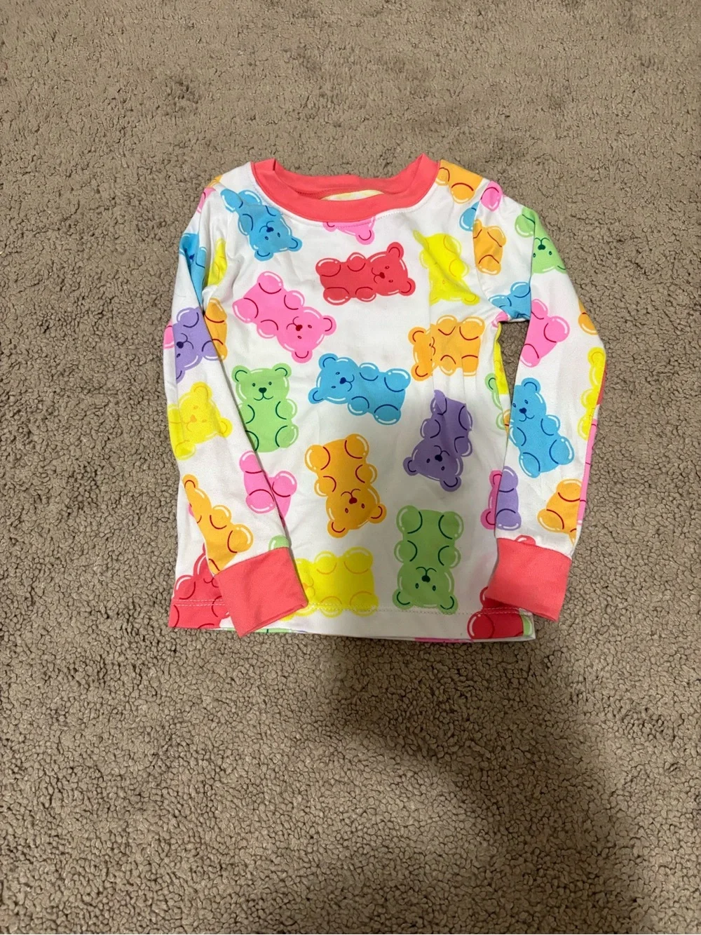 Kids Gummy Bear Print Pajama Set - White with Multicolor Bears